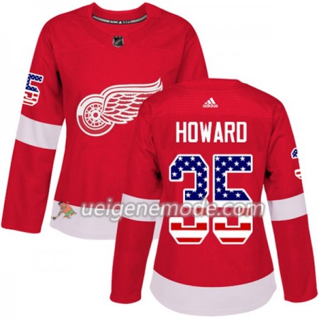 Dame Eishockey Detroit Red Wings Trikot Jimmy Howard 35 Adidas 2017-2018 Rot USA Flag Fashion Authentic
